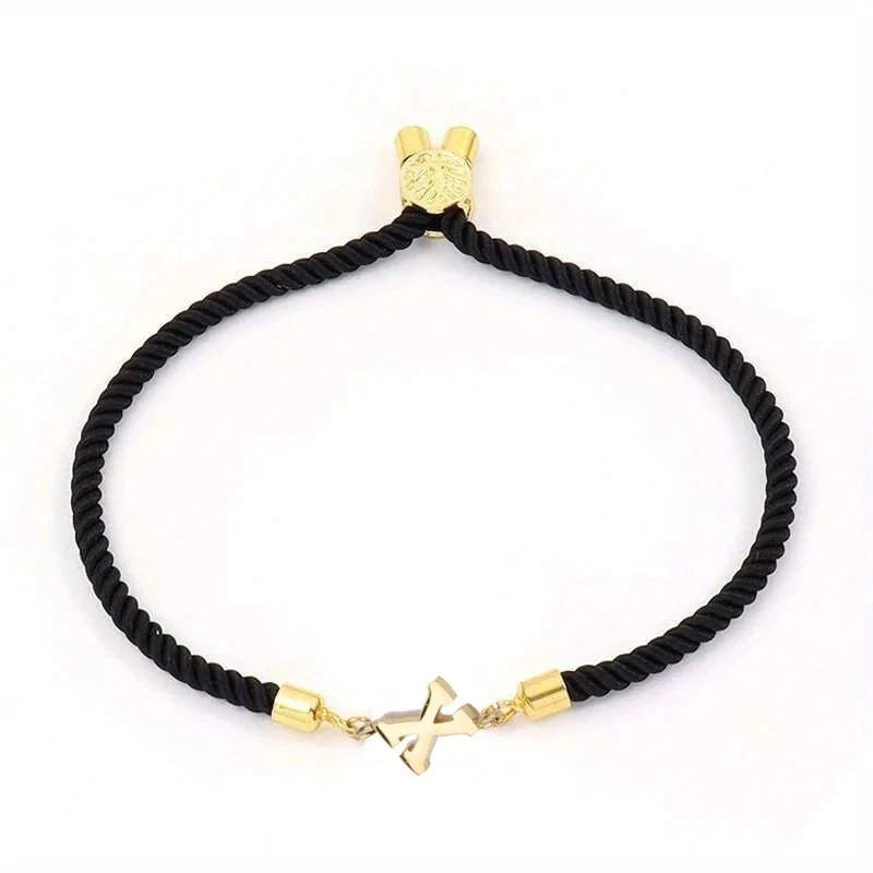 adjustable angled serif letter initial bracelets