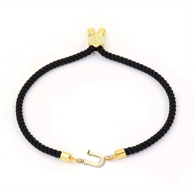 adjustable angled serif letter initial bracelets