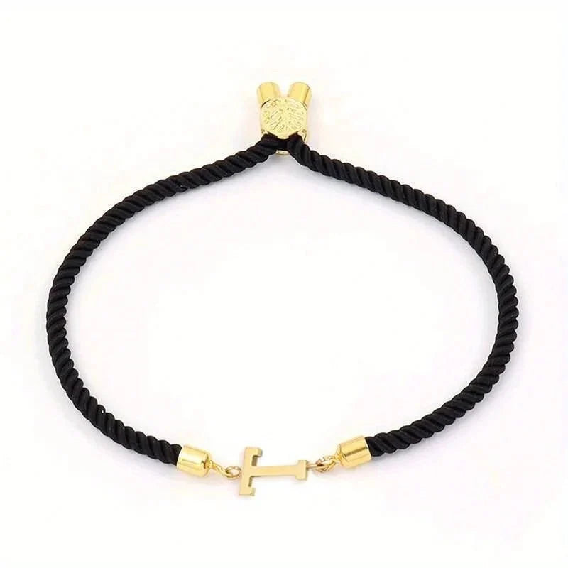 adjustable angled serif letter initial bracelets