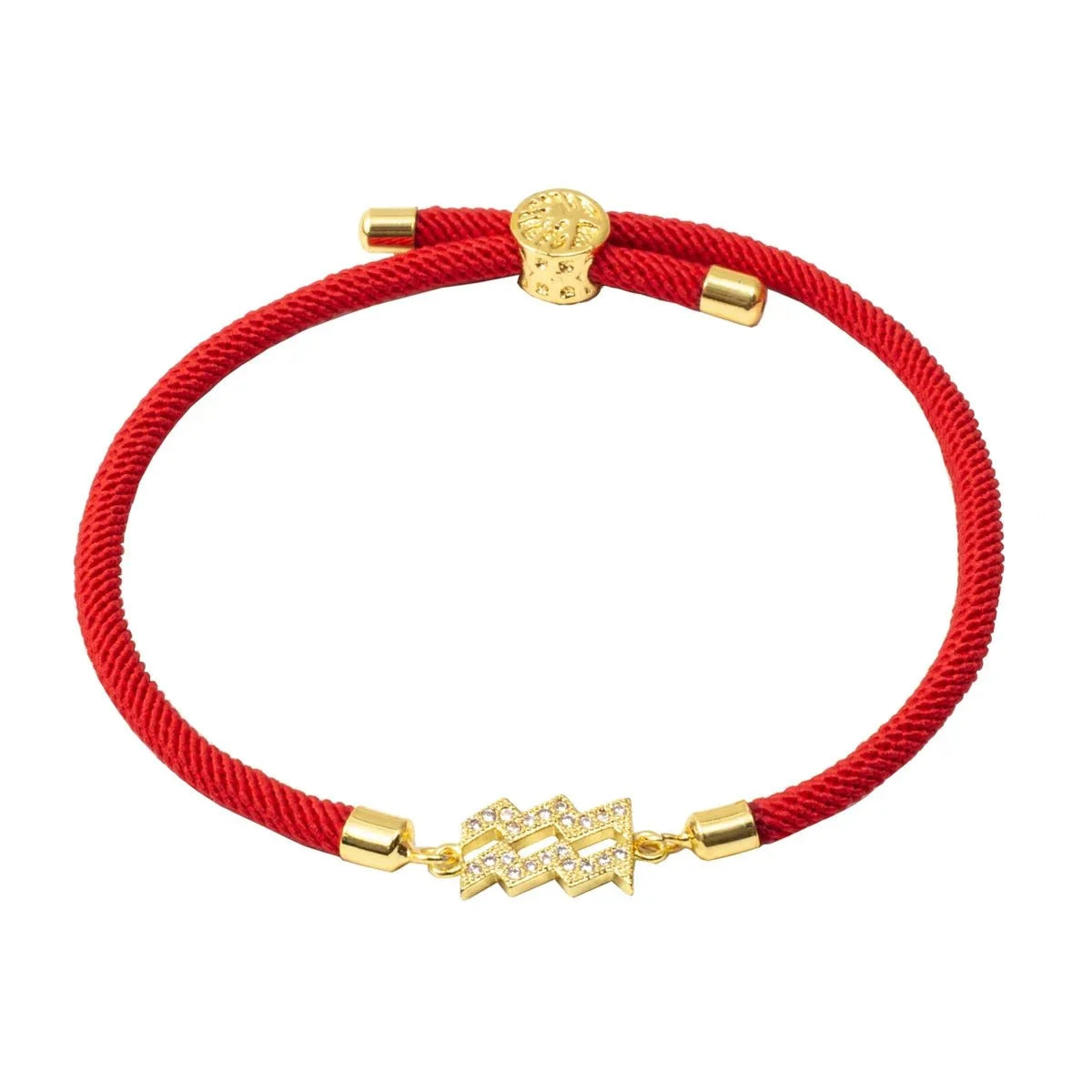 Adjustable Diamond Zodiac Sign Bracelet in red