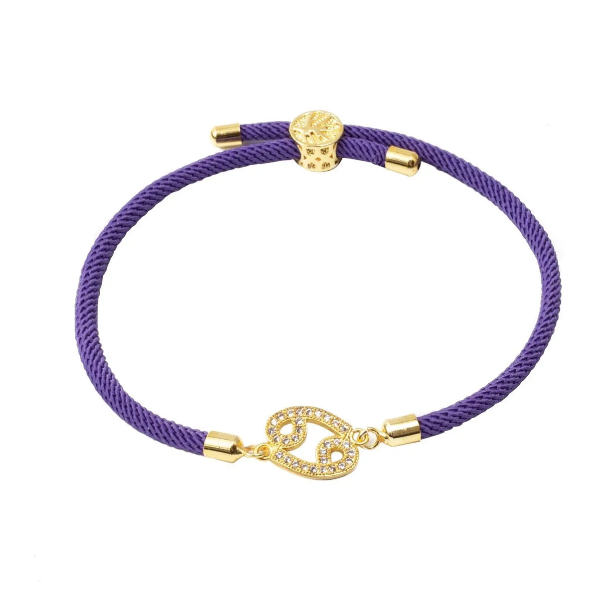 Adjustable Diamond Zodiac Sign Bracelet in purple
