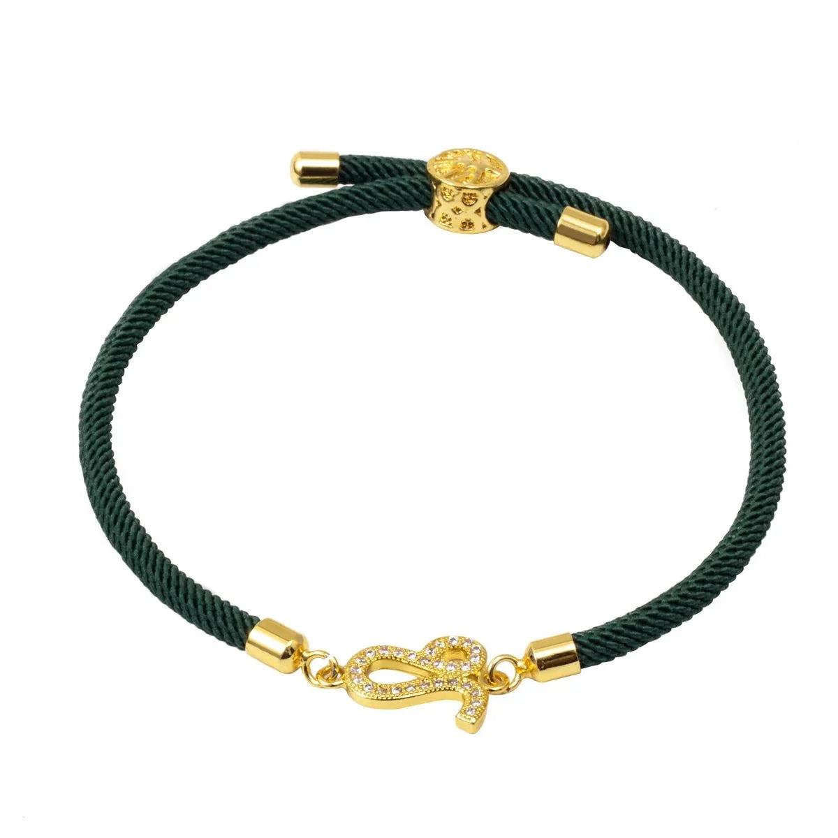 Adjustable Diamond Zodiac Sign Bracelet in green