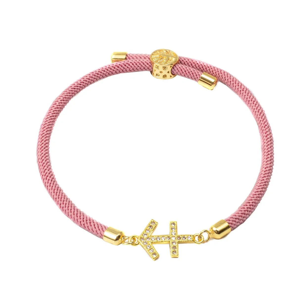 Adjustable Diamond Zodiac Sign Bracelet in pink