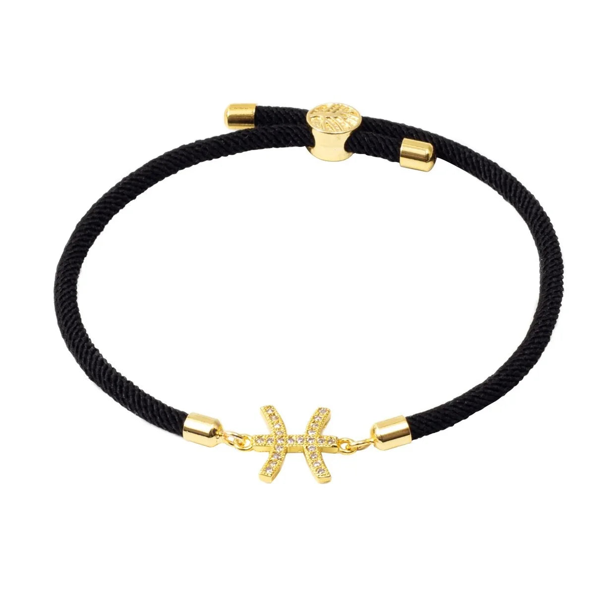 Adjustable Diamond Zodiac Sign Bracelet in black