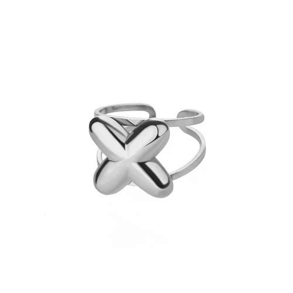 adjustable open band bubble letter initial ring