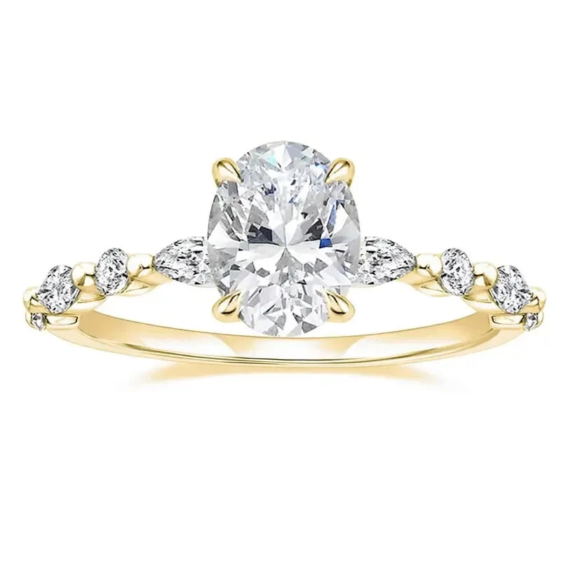 Elegant Oval Set Accented Band Ring in gold