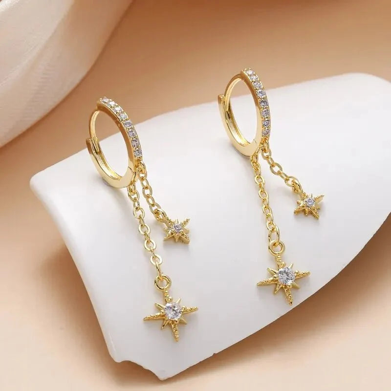 Celestial Diamond Hoop Earrings in gold