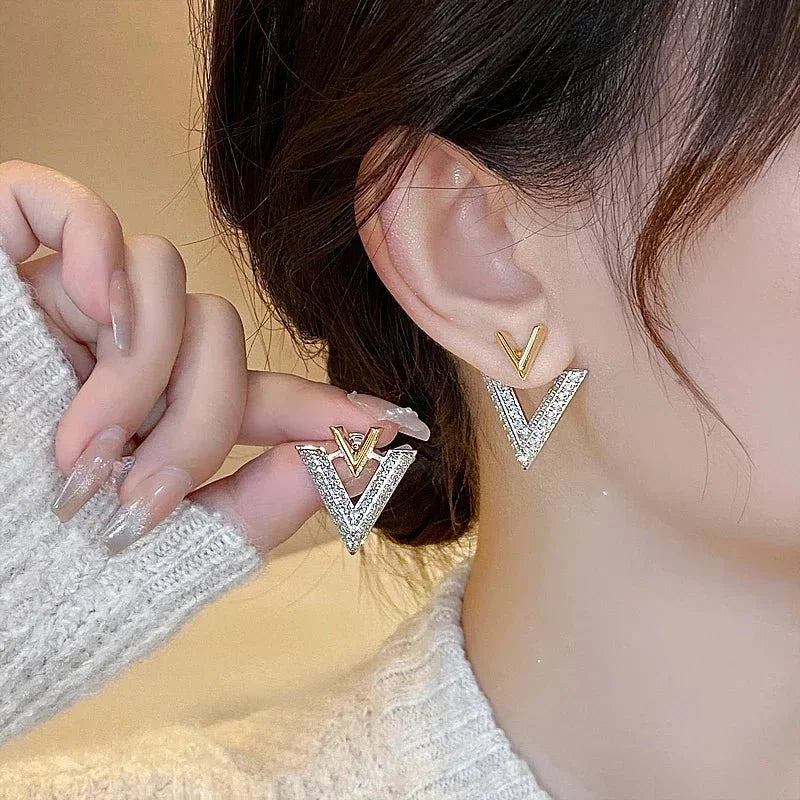 Classic Double V "" Earrings