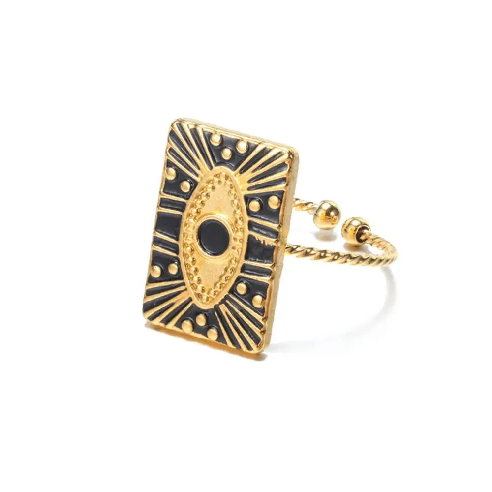 Classy Evil Eye Heart & Rectangle Rings in gold