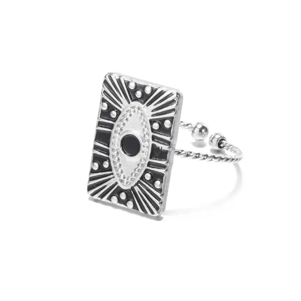 Classy Evil Eye Heart & Rectangle Rings in silver