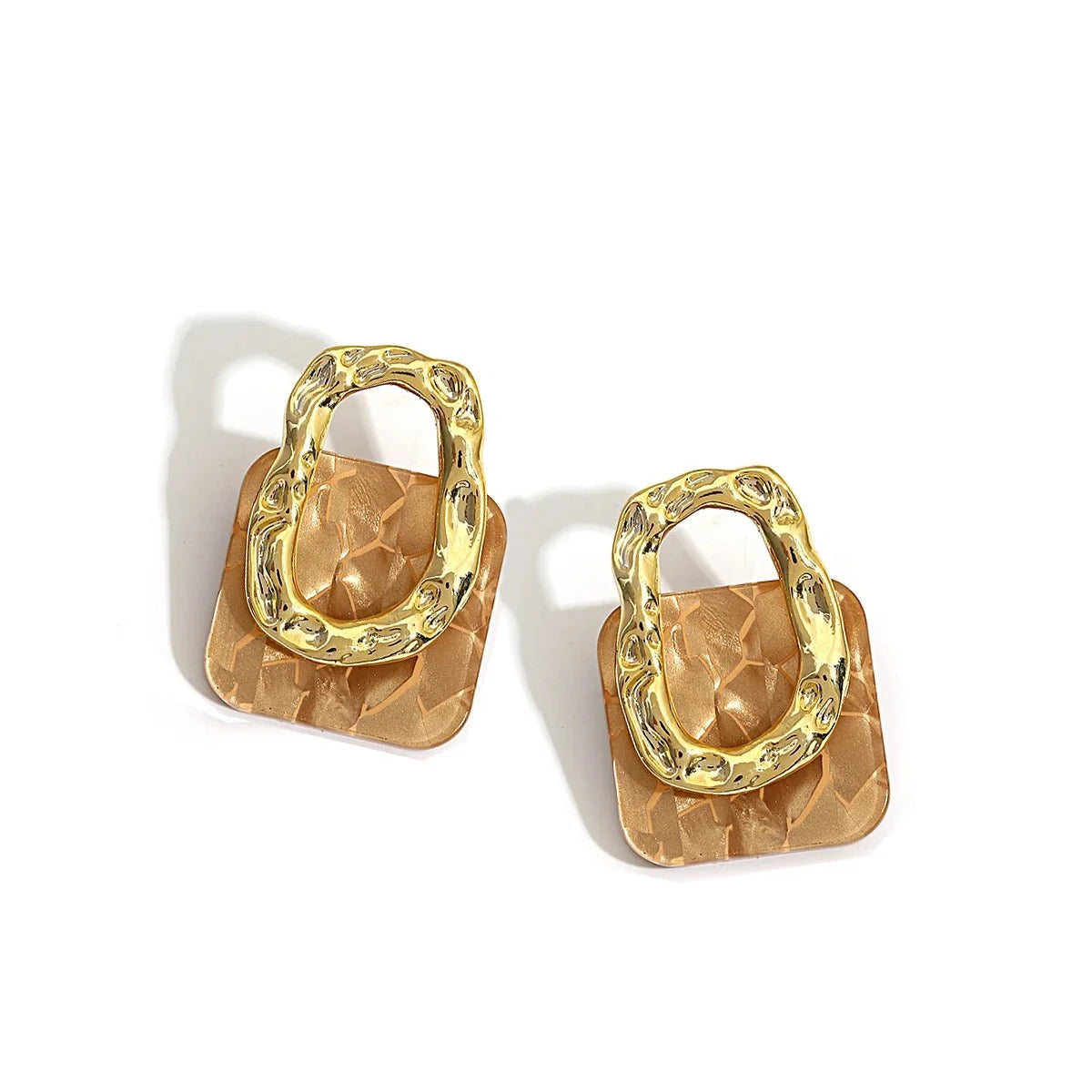 Classy Geometric Square Earrings in brown