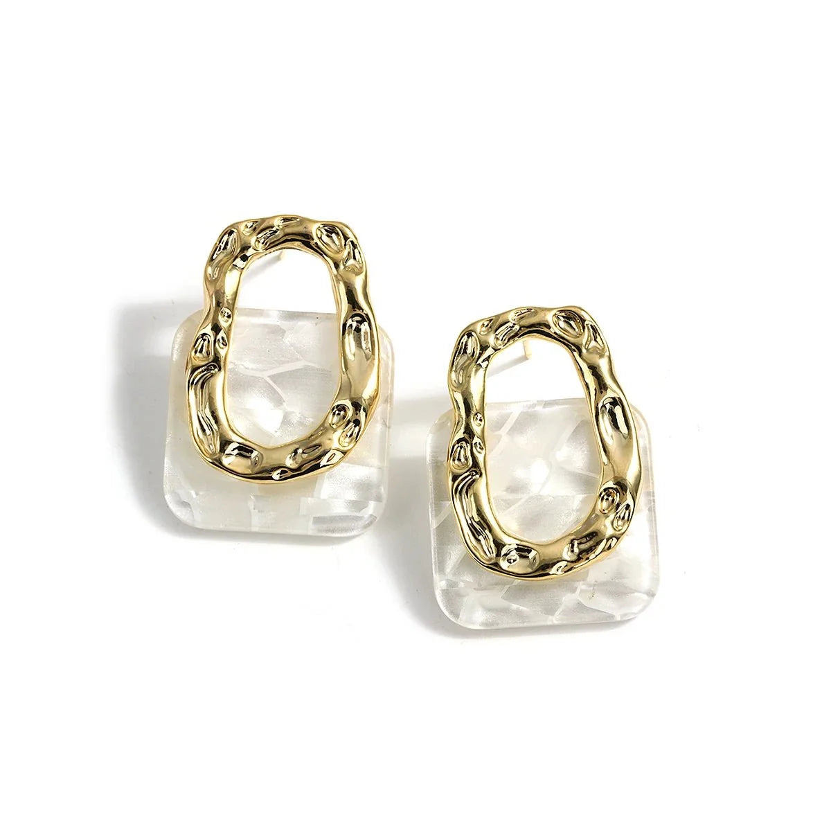 Classy Geometric Square Earrings in gold