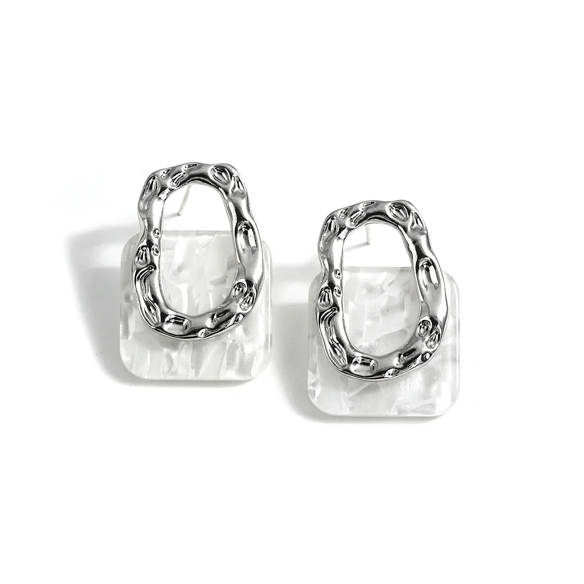 Classy Geometric Square Earrings in silver