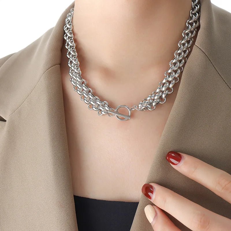 Classy Rice Bead Necklace and Bracelet in silver