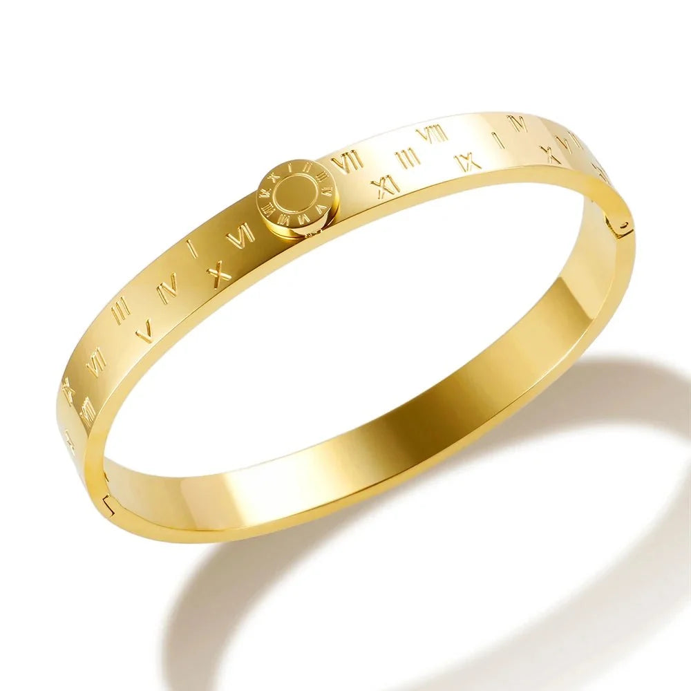 Classy Roman Numeral Bangle Bracelet and Rings in base