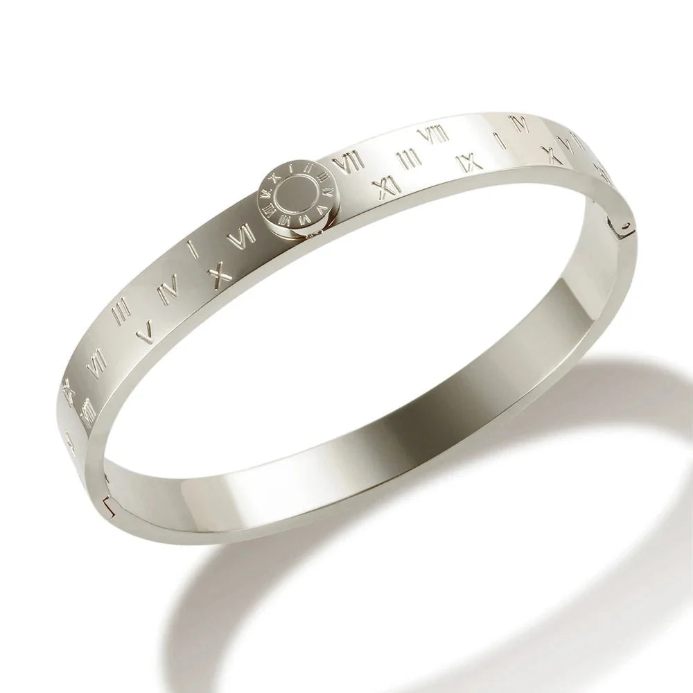 Classy Roman Numeral Bangle Bracelet and Rings in base