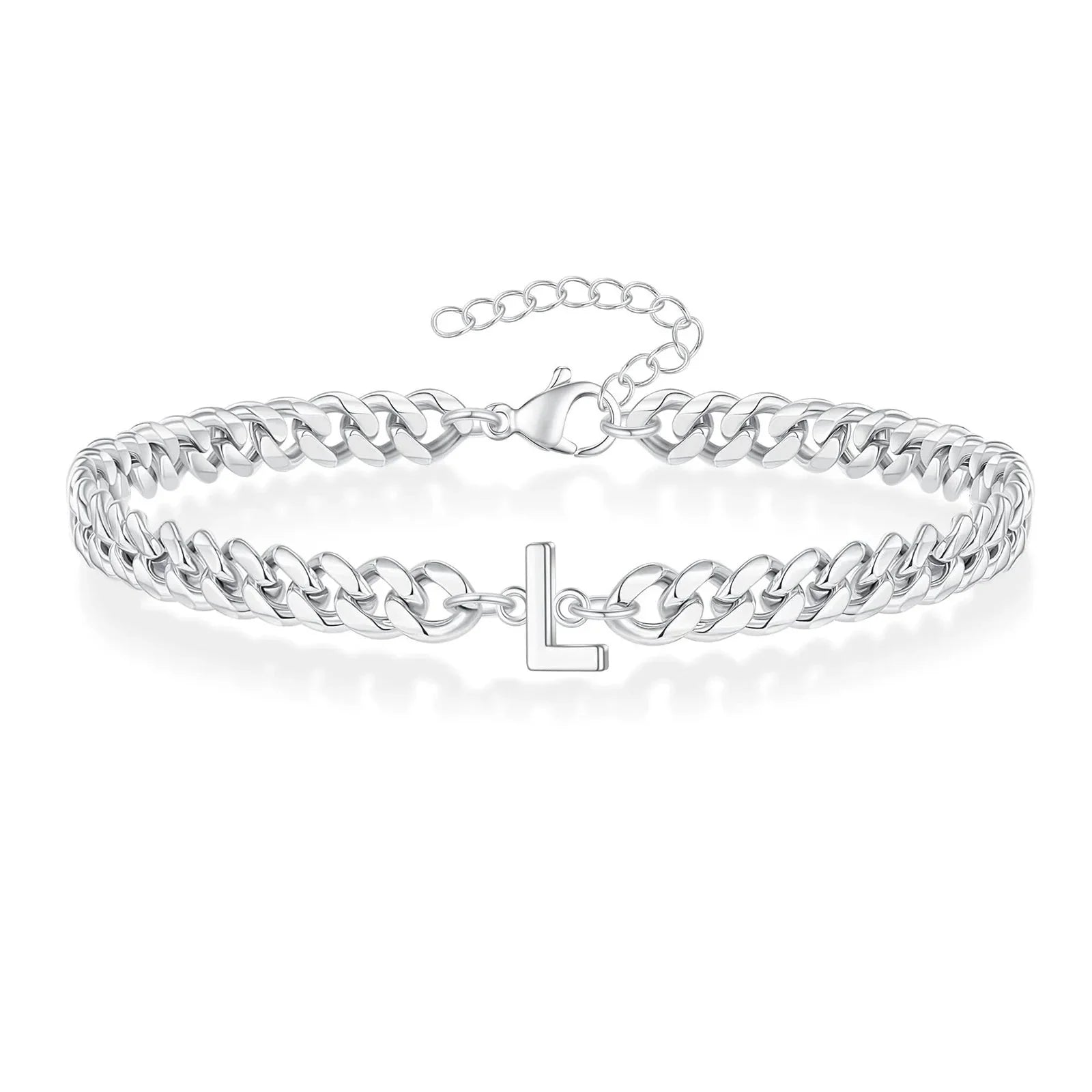 couples letter initial cuban bracelet