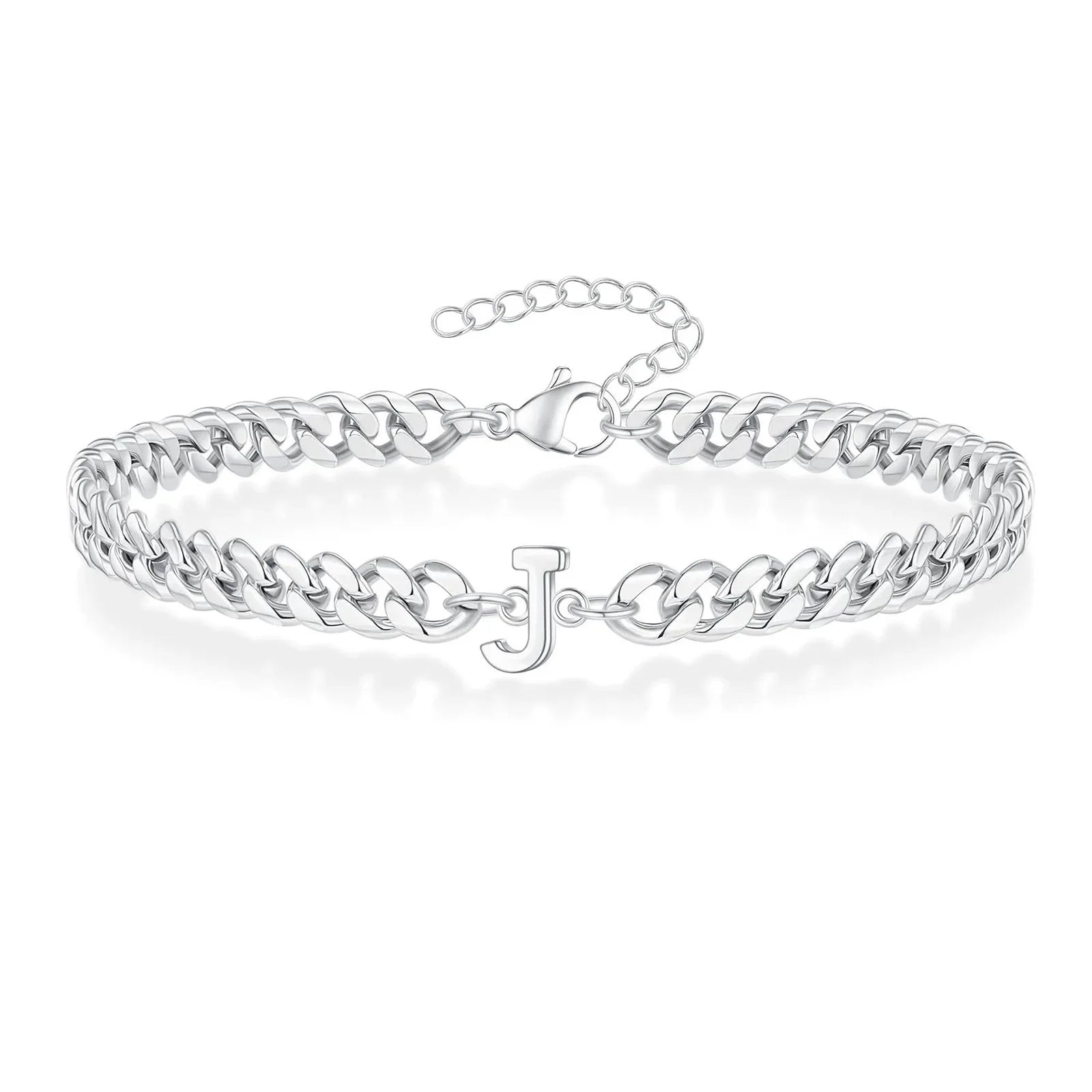 couples letter initial cuban bracelet