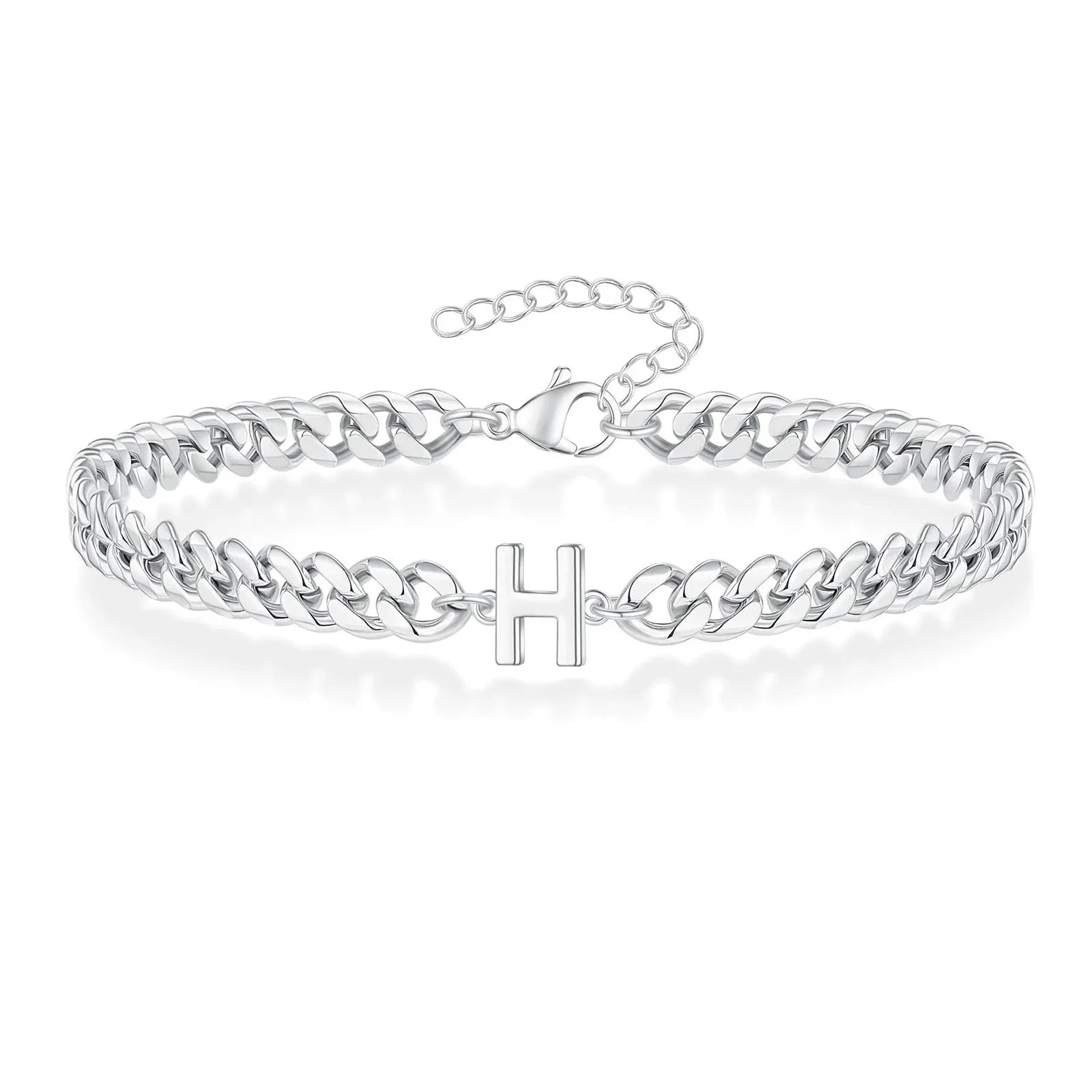 couples letter initial cuban bracelet