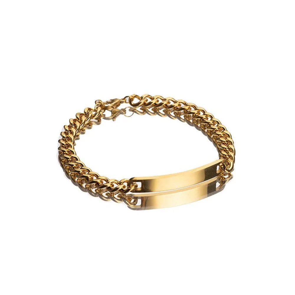 Customized Cuban Link Name Band Bracelets in gold