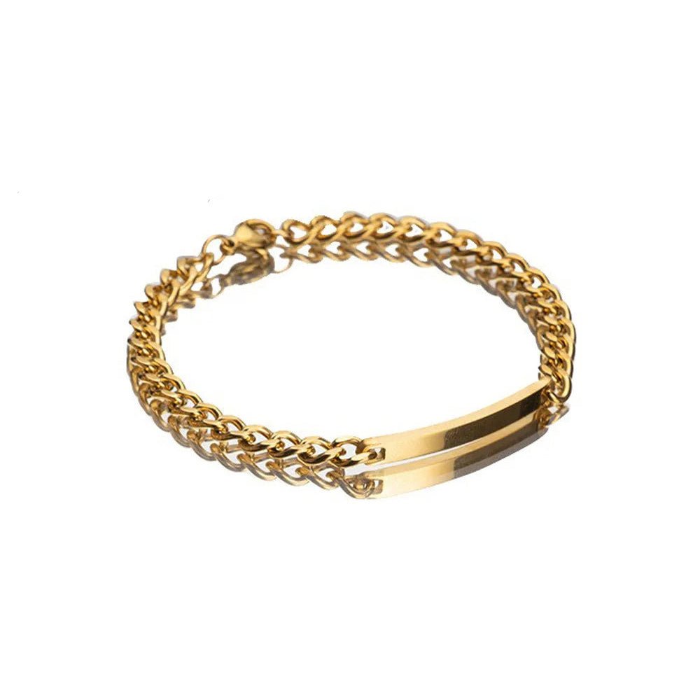 Customized Cuban Link Name Band Bracelets in gold