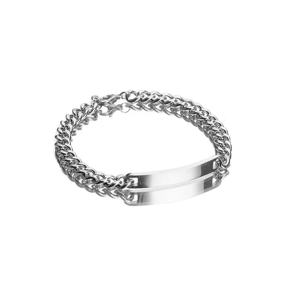 Customized Cuban Link Name Band Bracelets in silver
