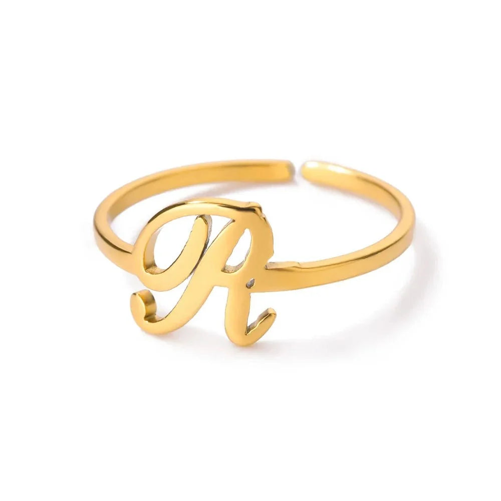 dainty adjustable classy letter initial rings