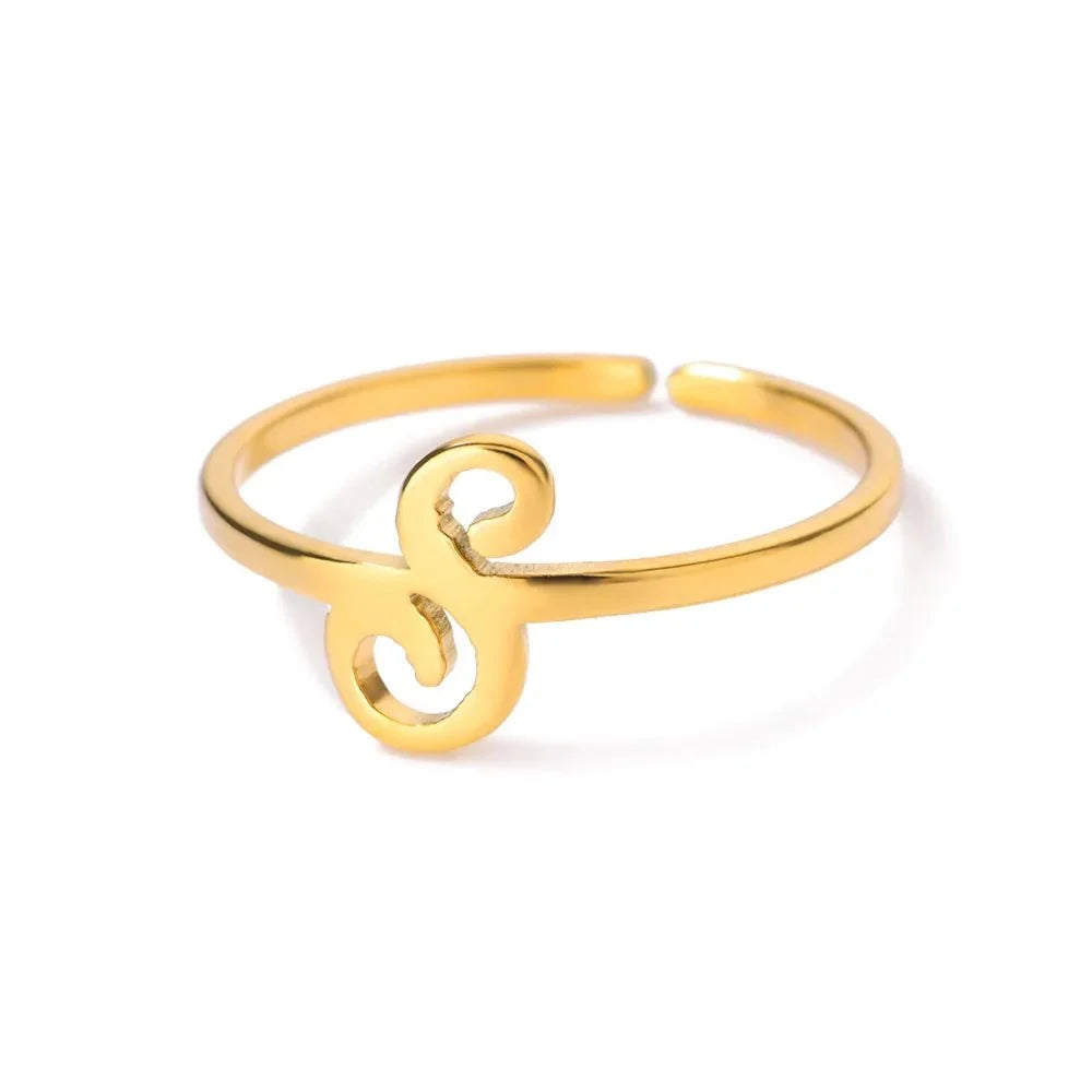 dainty adjustable classy letter initial rings
