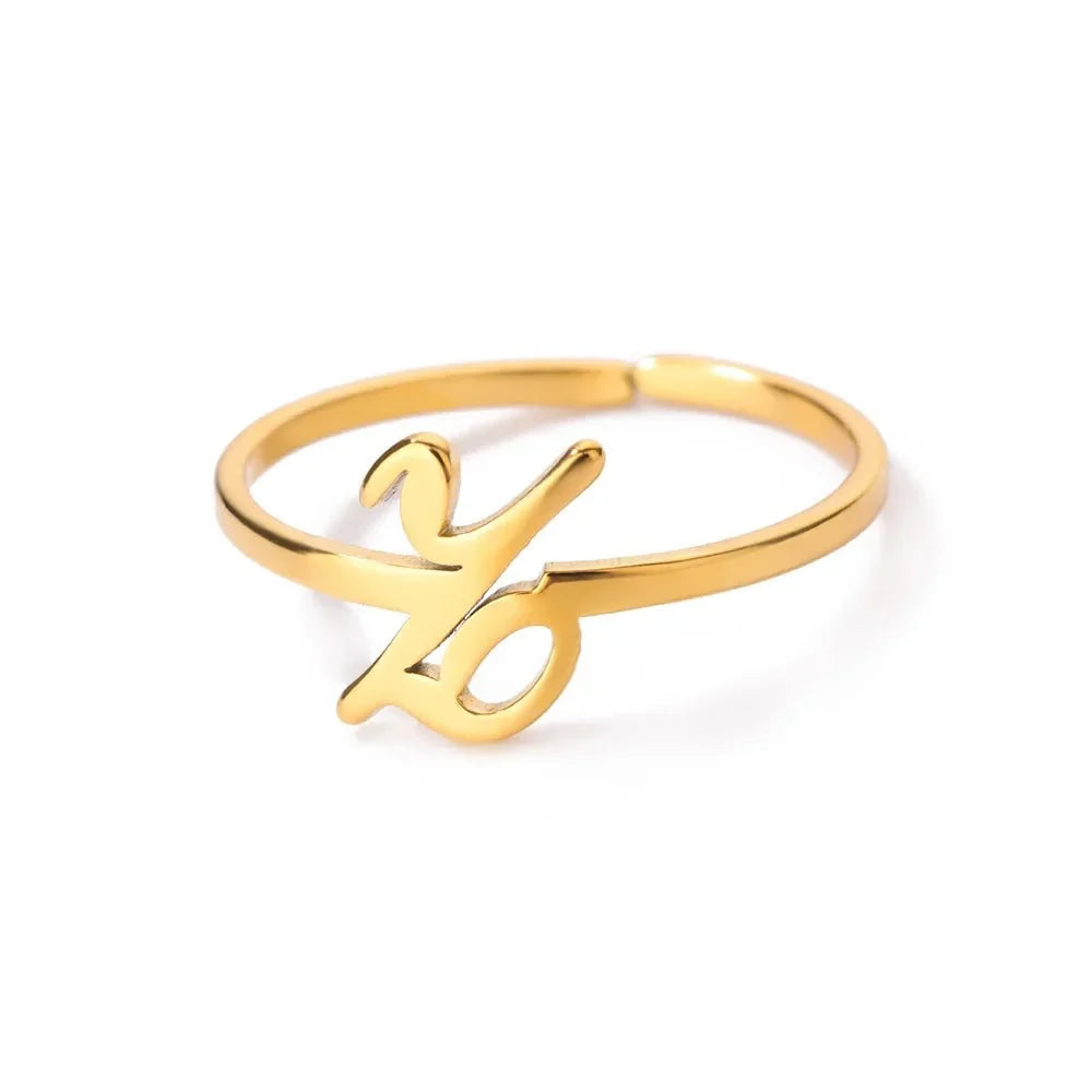 dainty adjustable classy letter initial rings