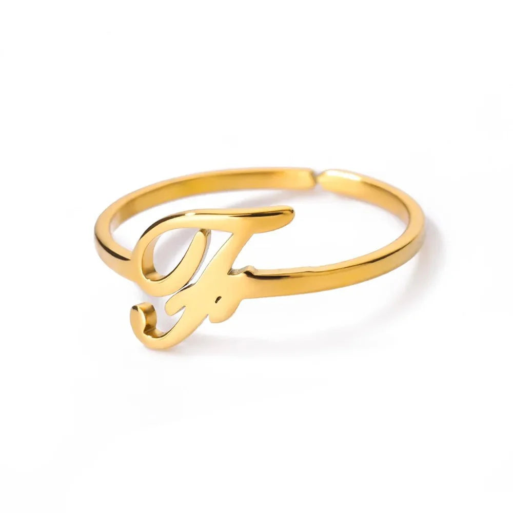 dainty adjustable classy letter initial rings