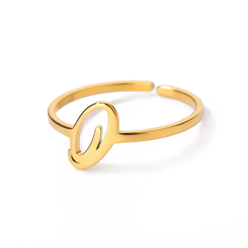dainty adjustable classy letter initial rings