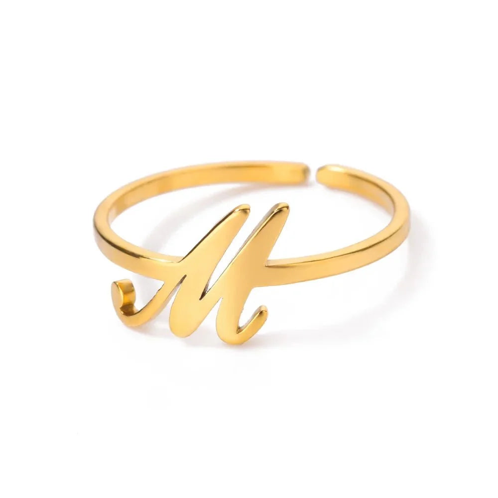 dainty adjustable classy letter initial rings