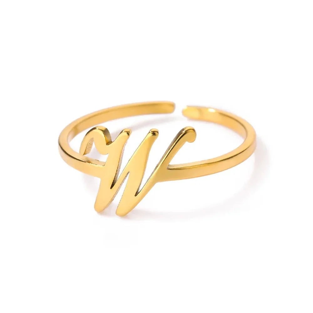 dainty adjustable classy letter initial rings