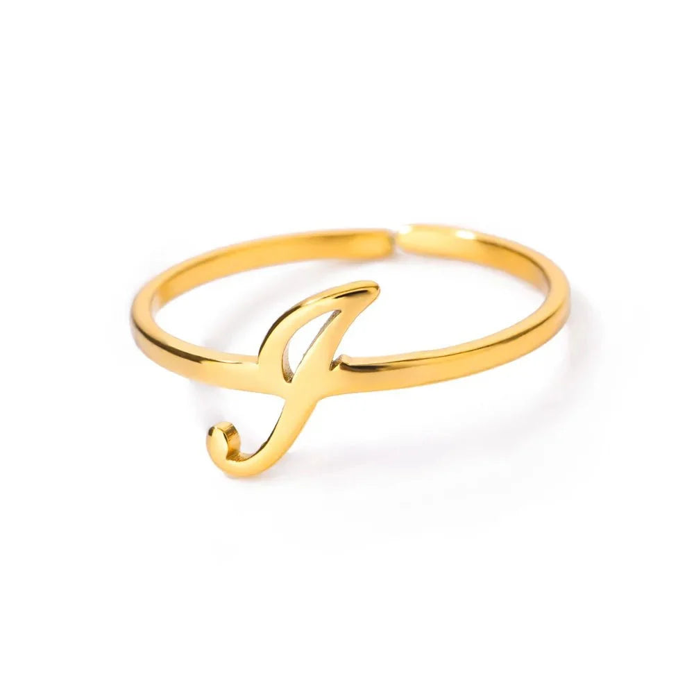 dainty adjustable classy letter initial rings