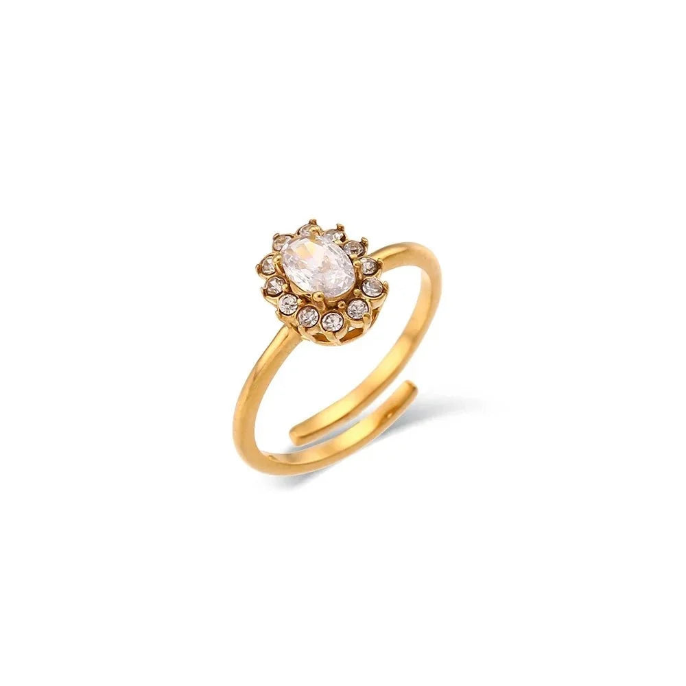 Dainty Adjustable Oval Diamond Rings in clear