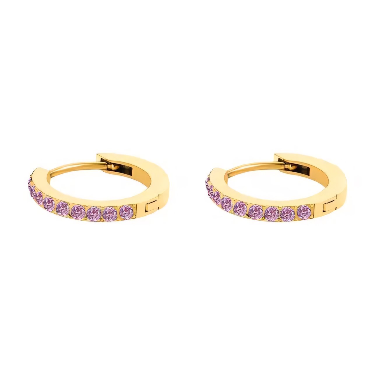 Dainty Birthstone Hoop Huggie Earrings in gold
