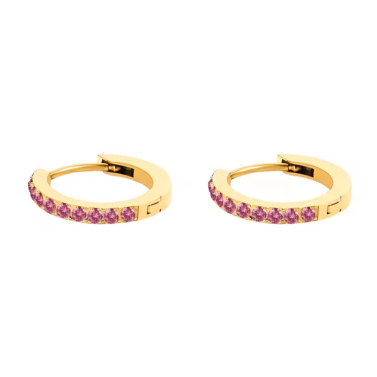 Dainty Birthstone Hoop Huggie Earrings in gold