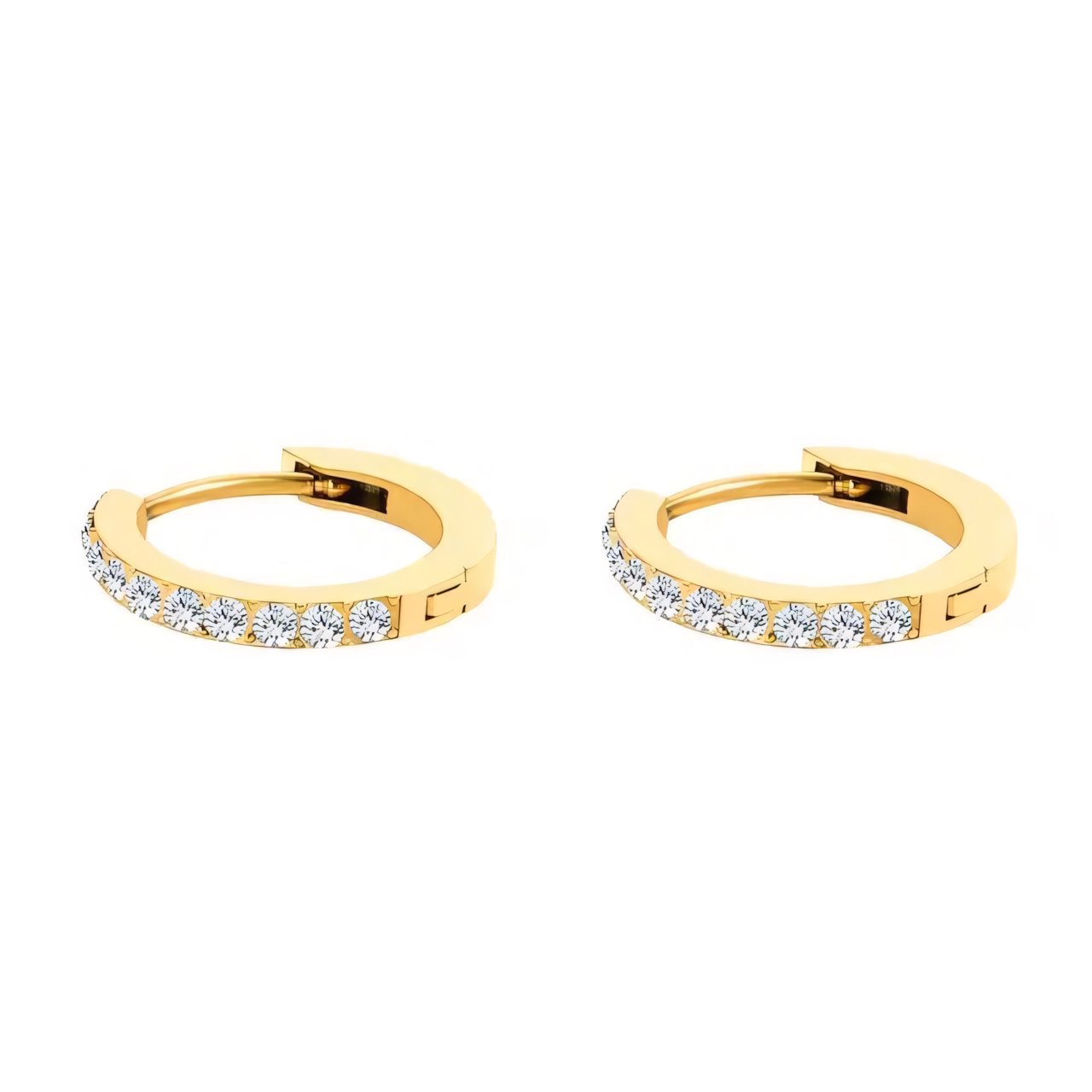 Dainty Birthstone Hoop Huggie Earrings in gold