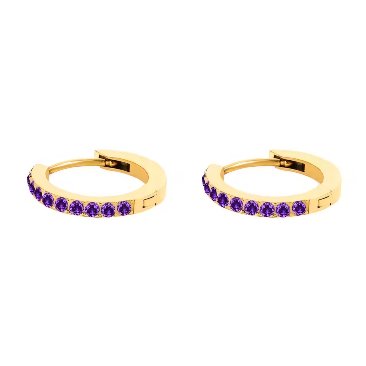 Dainty Birthstone Hoop Huggie Earrings in gold