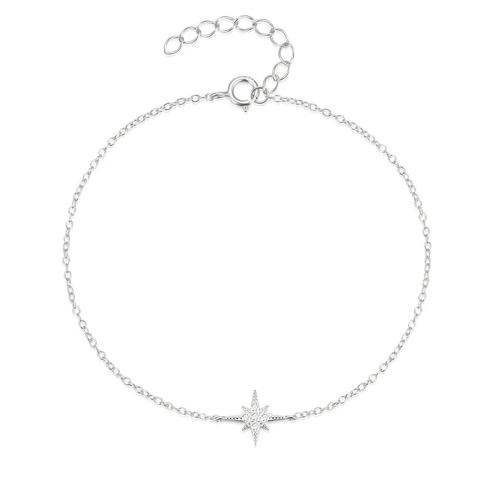 Dainty Chain North Star Bracelet in silver