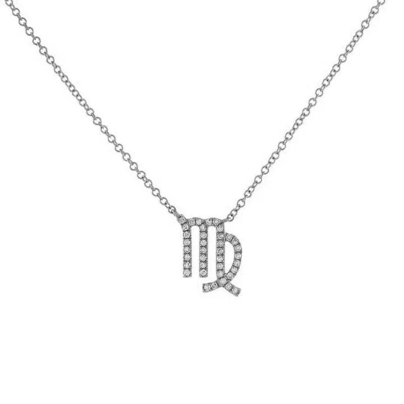 Dainty Diamond Zodiac Sign Necklace in silver