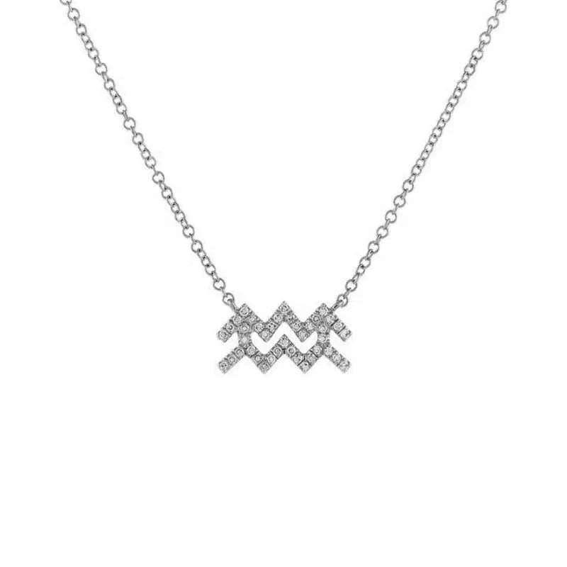 Dainty Diamond Zodiac Sign Necklace in silver