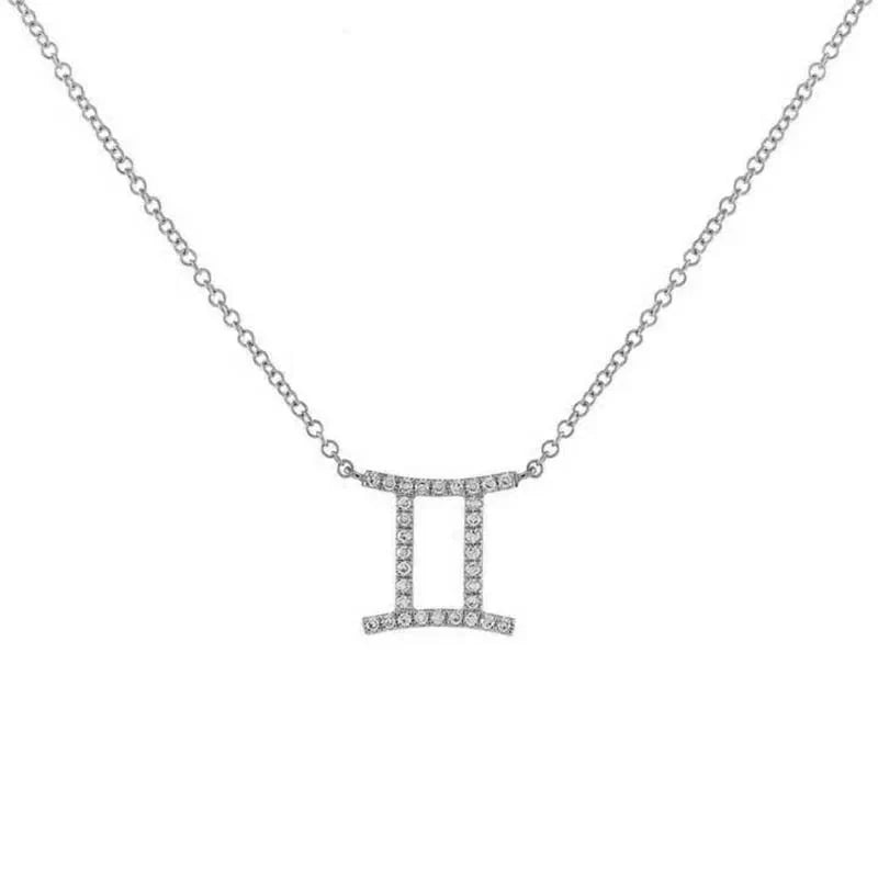 Dainty Diamond Zodiac Sign Necklace in silver
