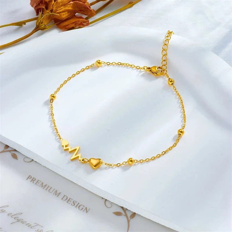 Dainty EKG Heart Anklet