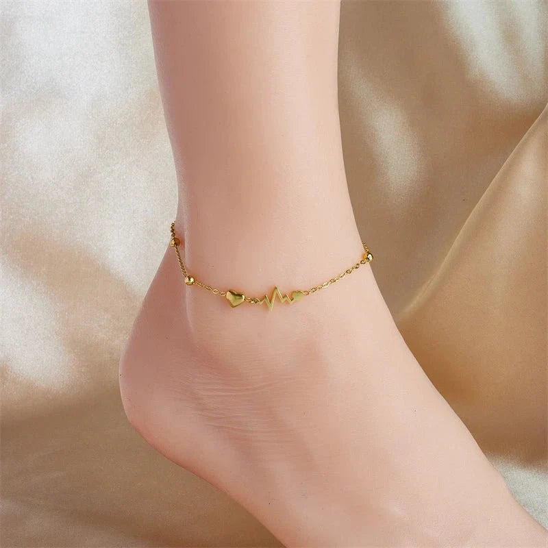Dainty EKG Heart Anklet