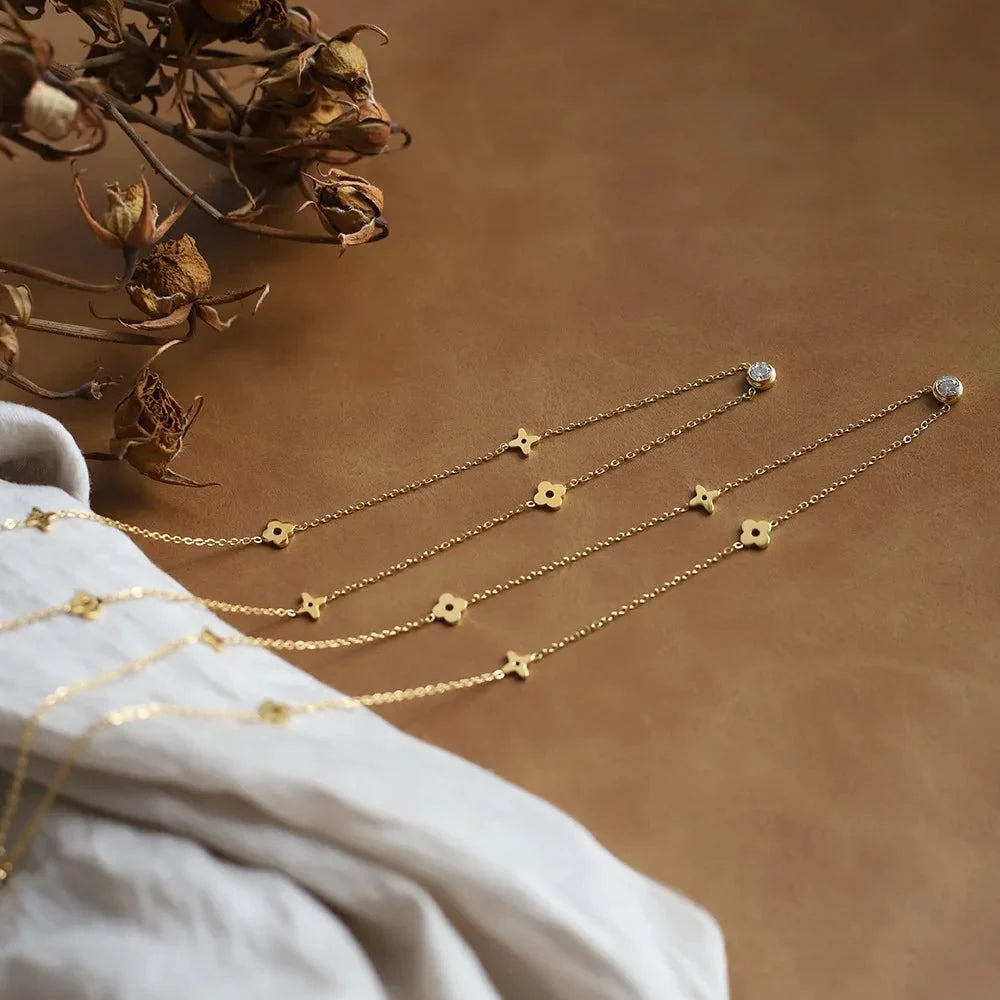 Dainty Floral Diamond Centerpiece Necklace
