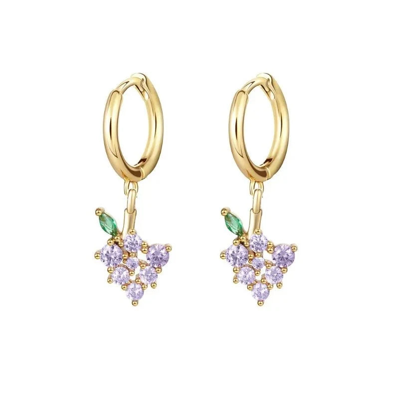 dainty fruit hoop stud earrings