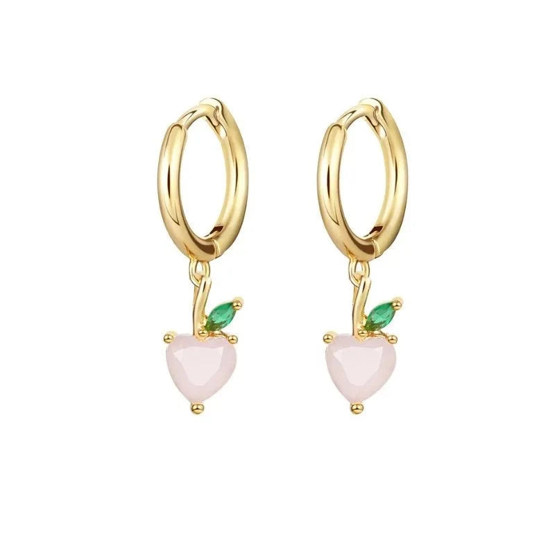 dainty fruit hoop stud earrings