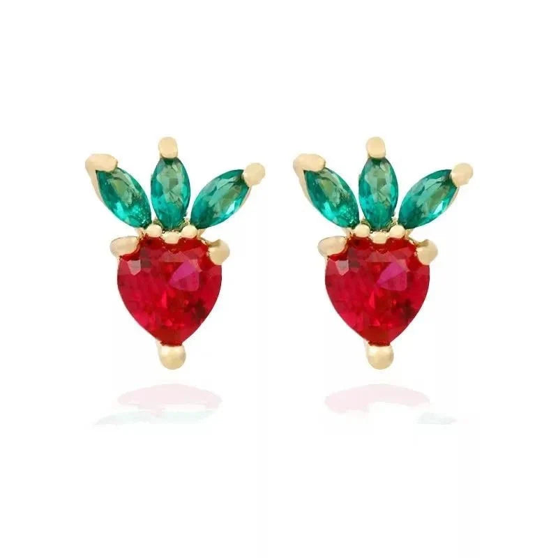 dainty fruit hoop stud earrings
