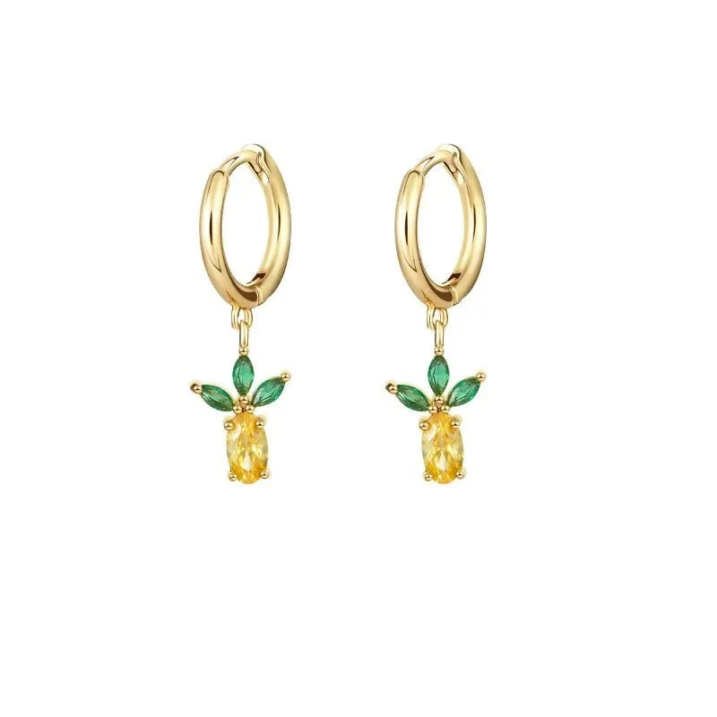 dainty fruit hoop stud earrings